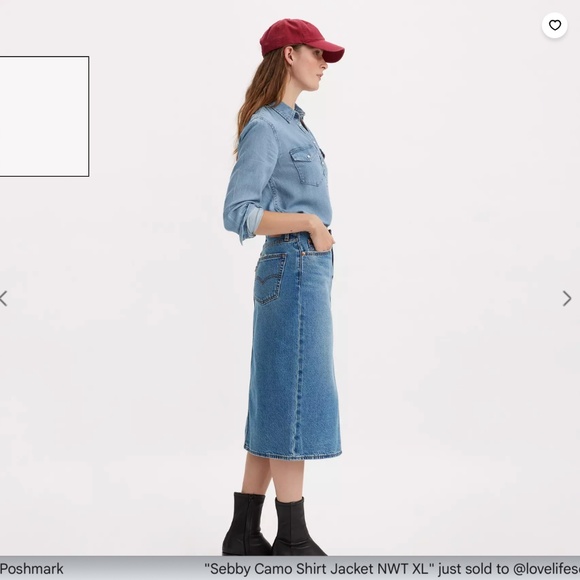 Levis Denim Pencil Skirt with Side Slit - Picture 3 of 11